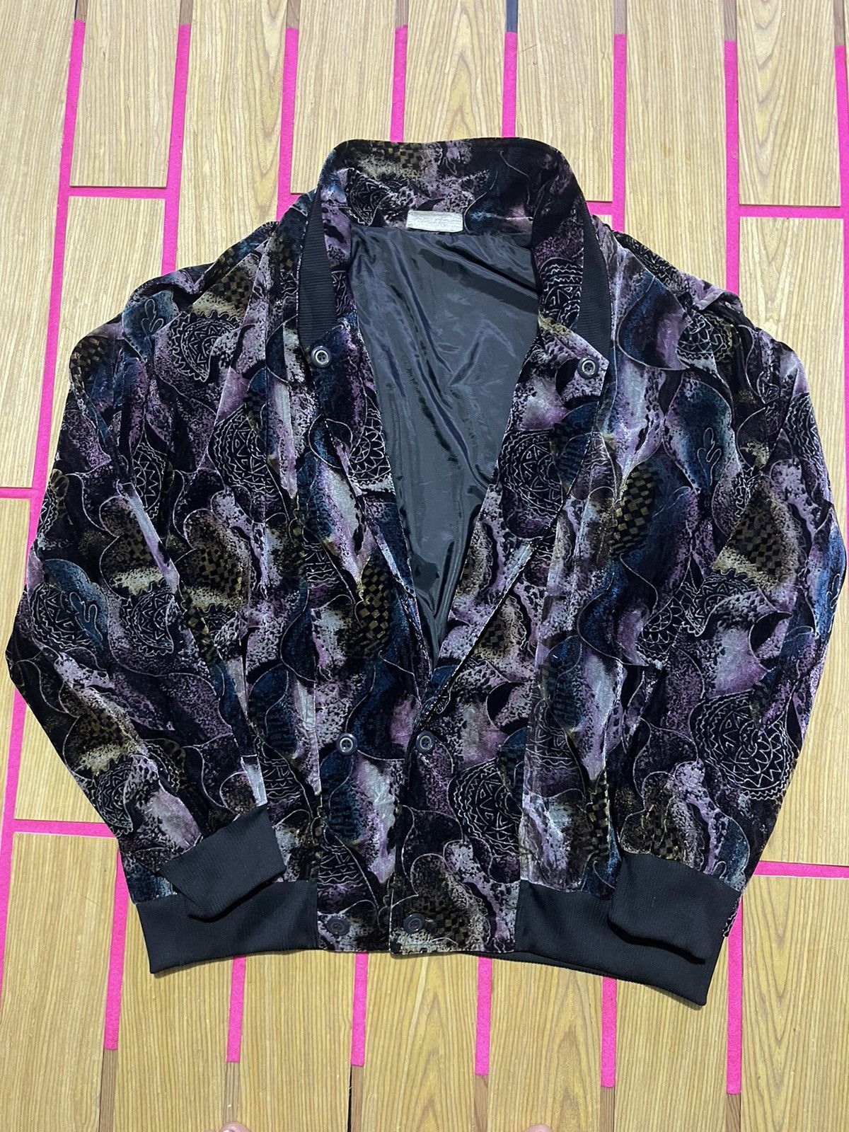 Le Grande Bleu (L.G.B.) Y2K BOMBER JACKET WINDY multicolor motif rare style Size US L / EU 52-54 / 3 - 3 Thumbnail