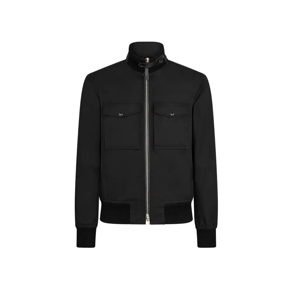 Tom Ford o1loc1c0326 OBS049 Cotton Silk Twill Bomber Jacket in Black Size US L / EU 52-54 / 3 - 1 Thumbnail