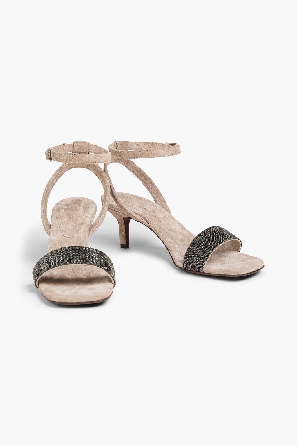Brunello Cucinelli o1y0725 Ankle Strap Leather Sandals in Gray/Beige Size US 10 / IT 40 - 4 Thumbnail