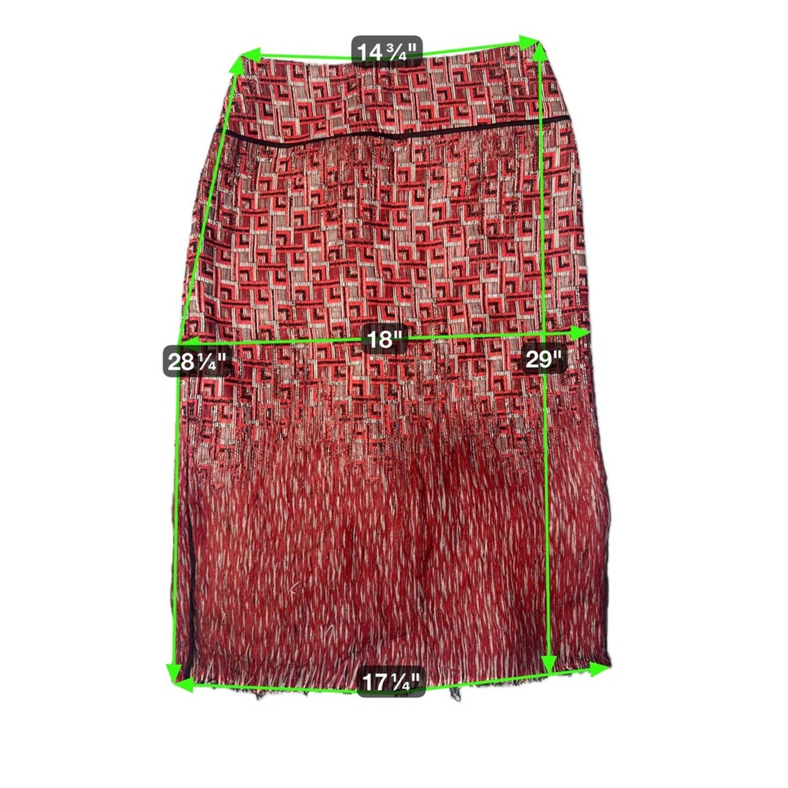 Tory Burch Tory Burch Red Geometric Jacquard Pencil Skirt –size 4 Size 22" - 2 Thumbnail