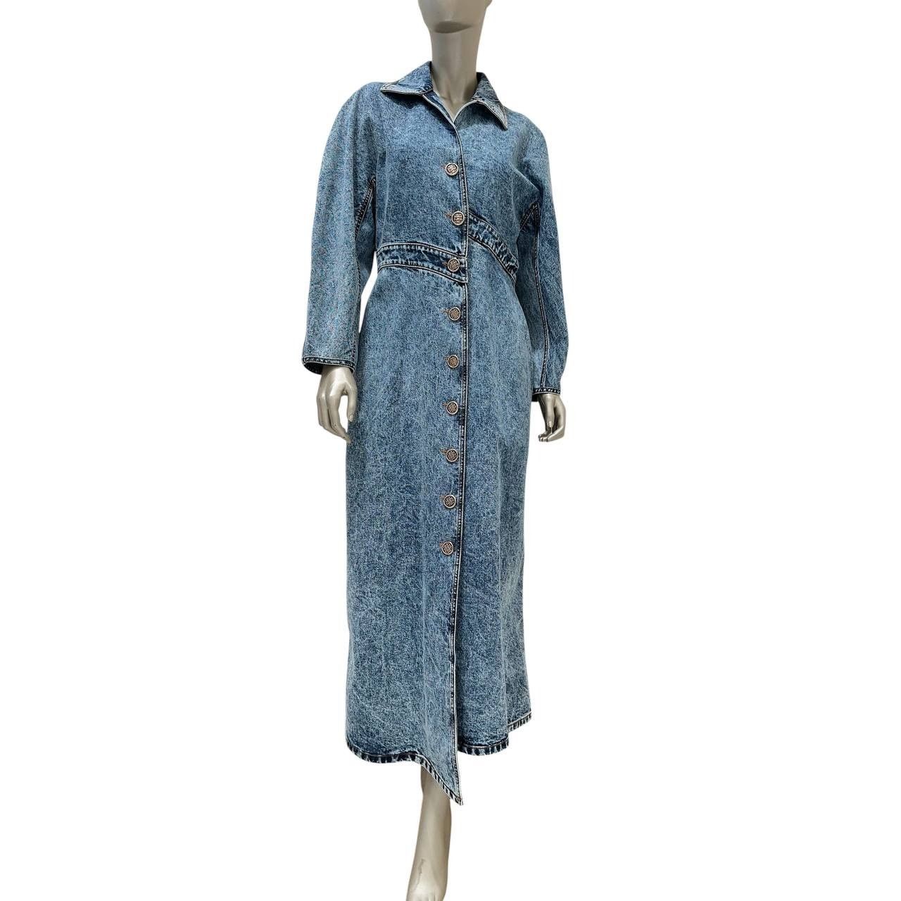 Alaia Alaïa Blue Faded Denim Asymmetric Trench Coat Sz 42 Size M / US 6-8 / IT 42-44 - 2 Thumbnail