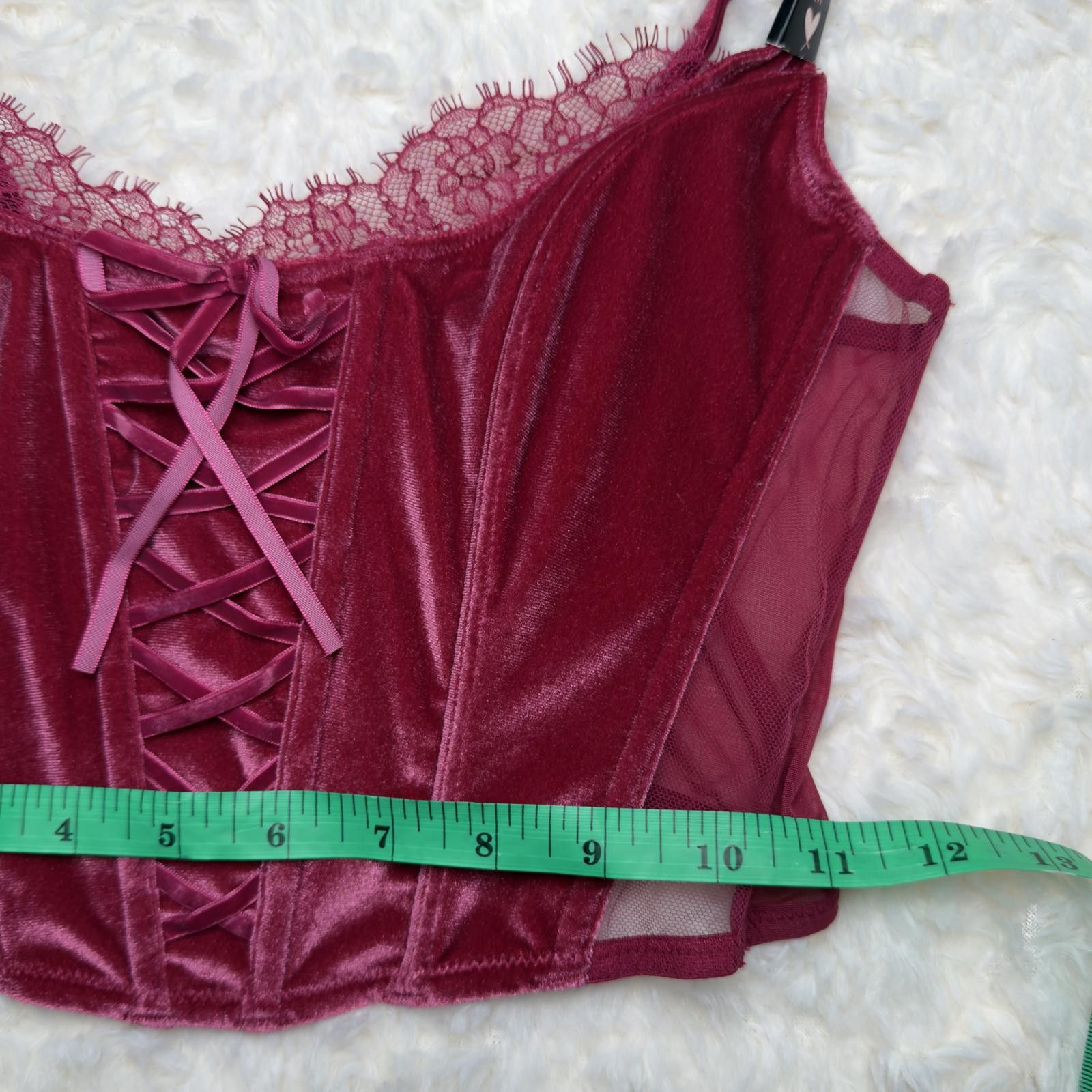 Other NWT Victoria's Secret Dark Pink Velvet Lace-Up Corset Top Size M / US 6-8 / IT 42-44 - 5 Thumbnail