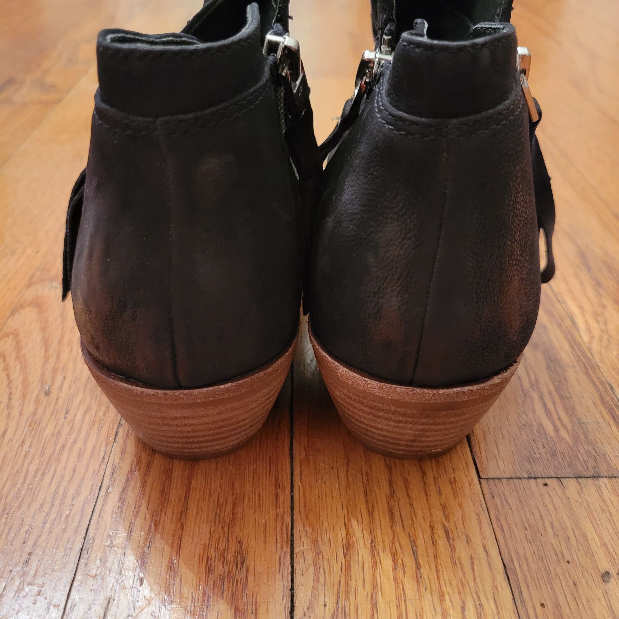 Sam Edelman Sam Edelman 8.5 Black Leather Booties Ankle Boots Stacked He Size US 8.5 / IT 38.5 - 6 Thumbnail