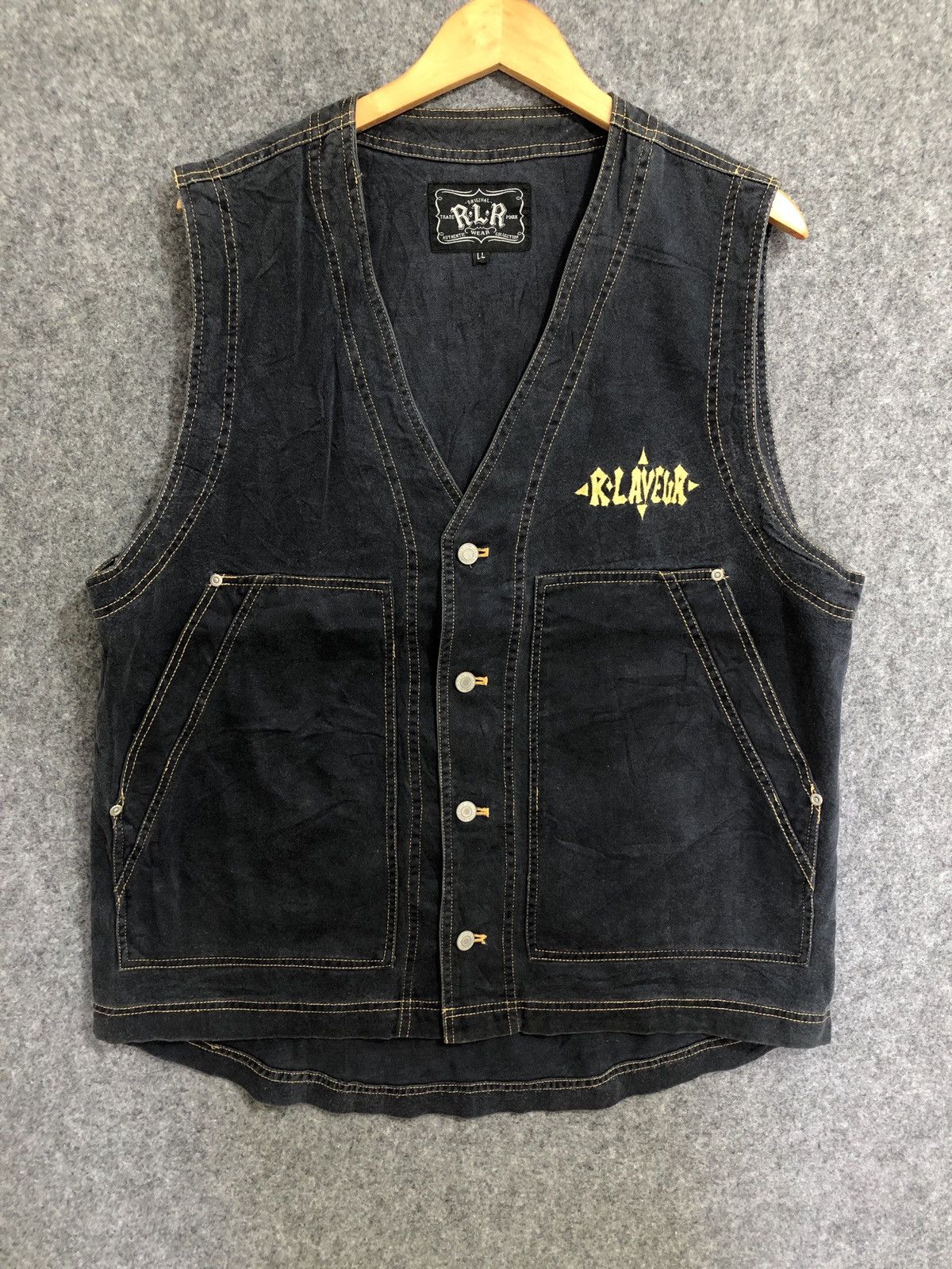 Vintage Raton Laveur Denim Vest Jacket Size US L / EU 52-54 / 3 - 1 Thumbnail