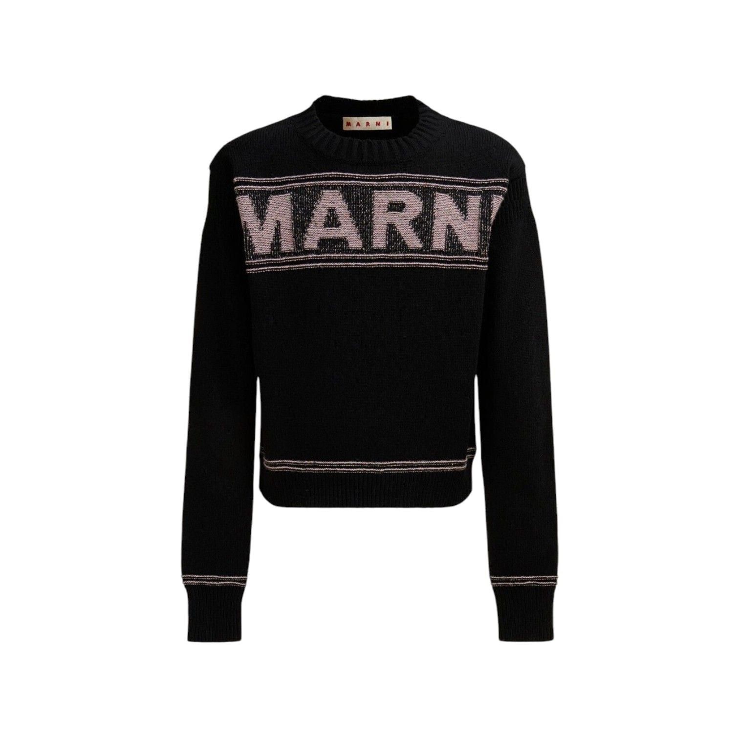 Marni Intarsia Wool Sweater Black Size US S / EU 44-46 / 1 - 1 Thumbnail