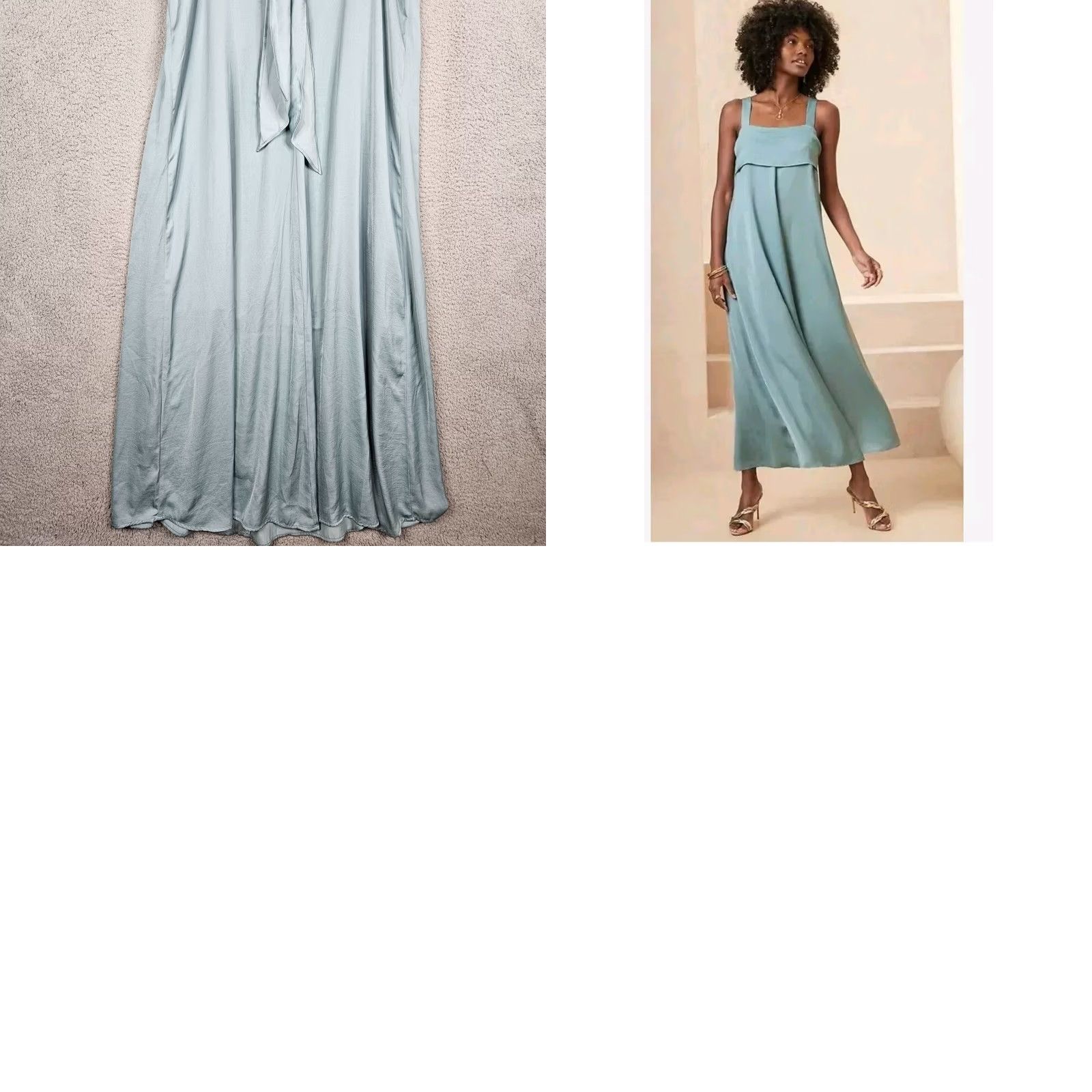 Banana Republic Banana Republic Women's Bias Cut Midi Dress L NEW Blue Solid V-Neck Sleeveless Casual Regular Dress Length: Short Size L / US 10 / IT 46 - 9 Thumbnail