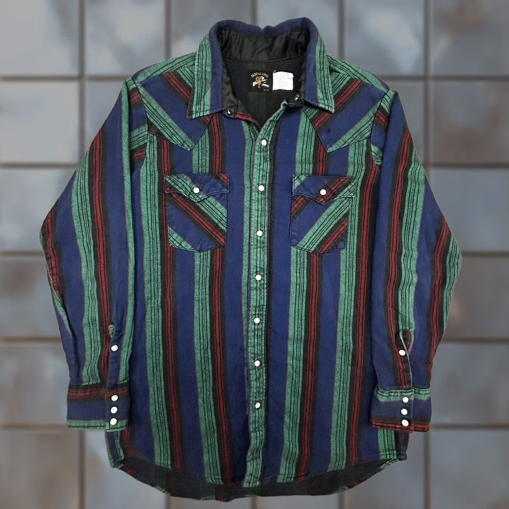 Vintage VINTAGE Saddle King Flannel Pearl Snap Shirt Mens XL Tall Blue Wool USA 70s Size US XL / EU 56 / 4 - 1 Thumbnail