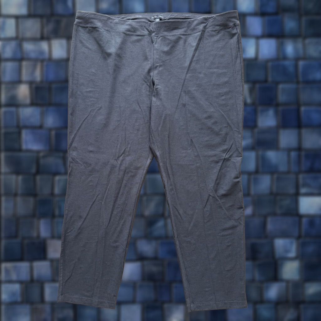 Eileen Fisher Eileen Fisher Washable Stretch Crepe Pull On Ankle Pants Womens 3X Gray USA Size 40" / US 18 - 1 Thumbnail