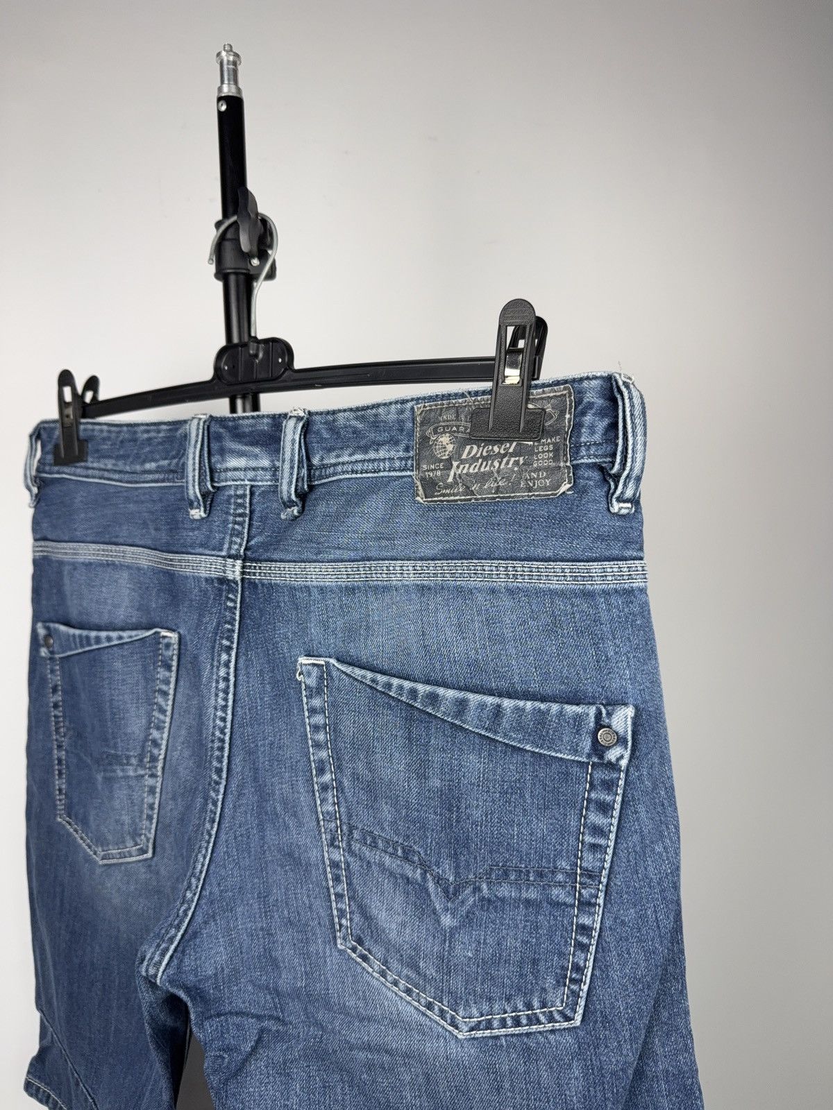 00s Vintage Diesel Industry Y2K Distressed Denim Shorts W32
