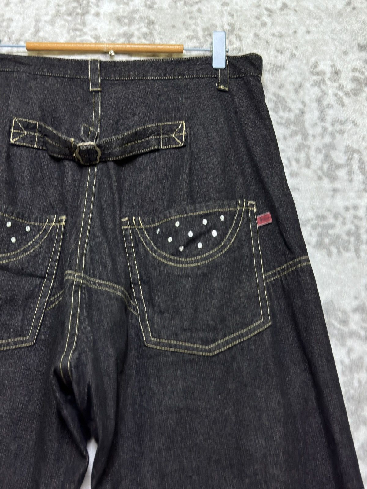 Japanese Brand Vintage Crotch Pant Kawa Okada Buckle back Embroidered Denim Size US 31 - 9 Thumbnail