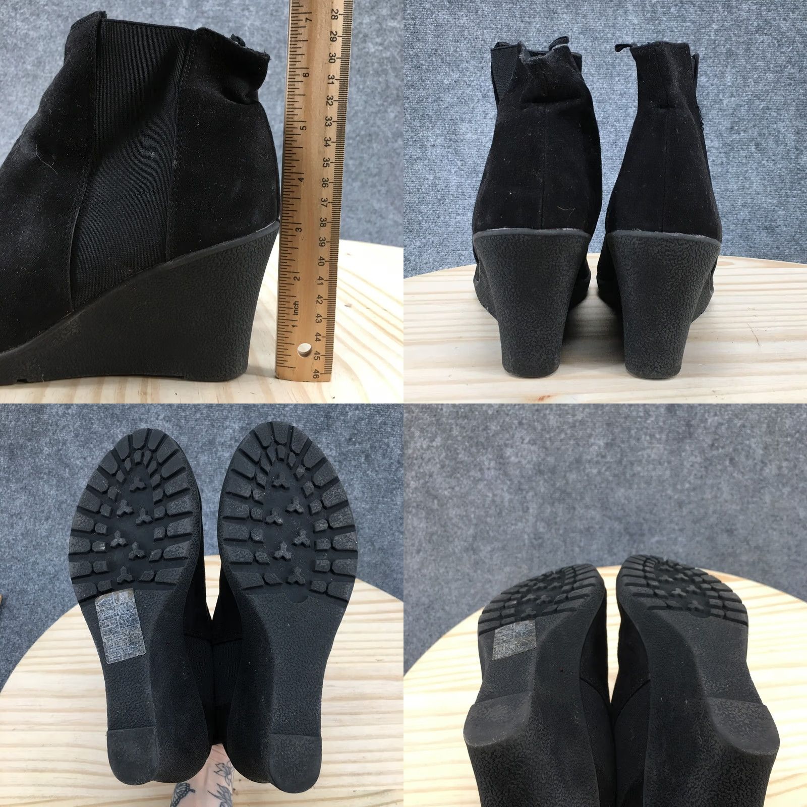 H&M H&M Boots Womens 40 Casual Pull On Chelsea Ankle Bootie Black Faux Suede Wedge Size US 9 / IT 39 - 9 Thumbnail