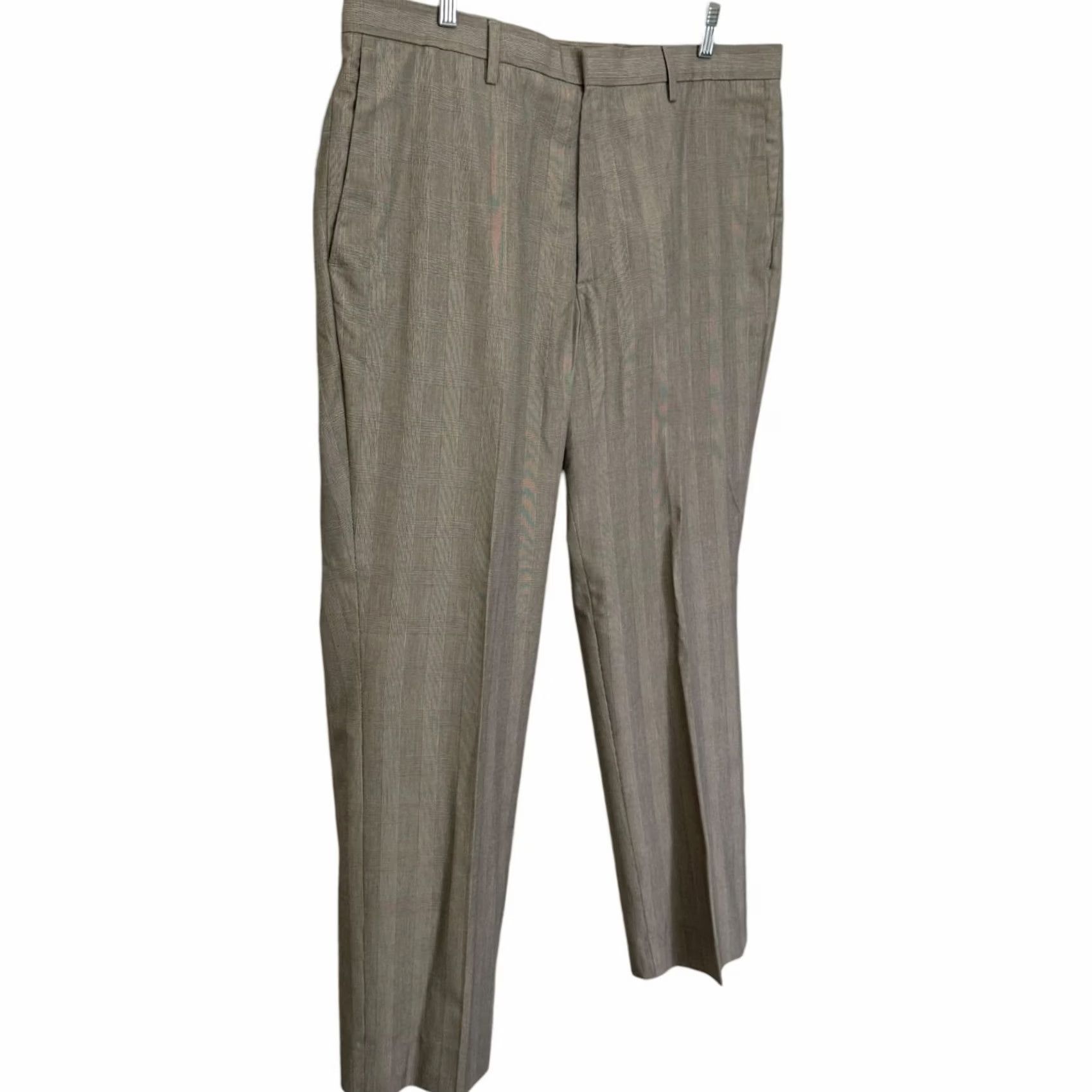 Banana Republic VINTAGE Banana Republic Glen Plaid Slim-Fit Dress Pant Taupe Mens 36X30 100% Cotton NEW Size US 36 / EU 52 - 3 Thumbnail