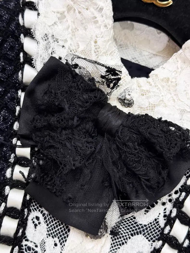 Chanel Chanel Lace bow stitching tweed long-sleeved dress Size XXS / US 00 / IT 34 - 5 Thumbnail