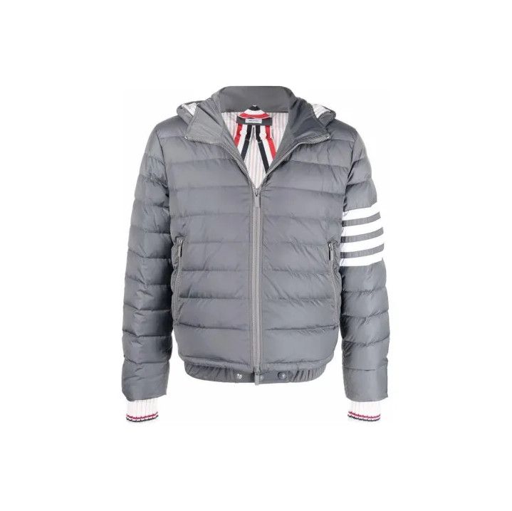 Thom Browne Thom Browne Grey Zip-Up Hooded Puffer Jacket Size US S / EU 44-46 / 1 - 1 Thumbnail