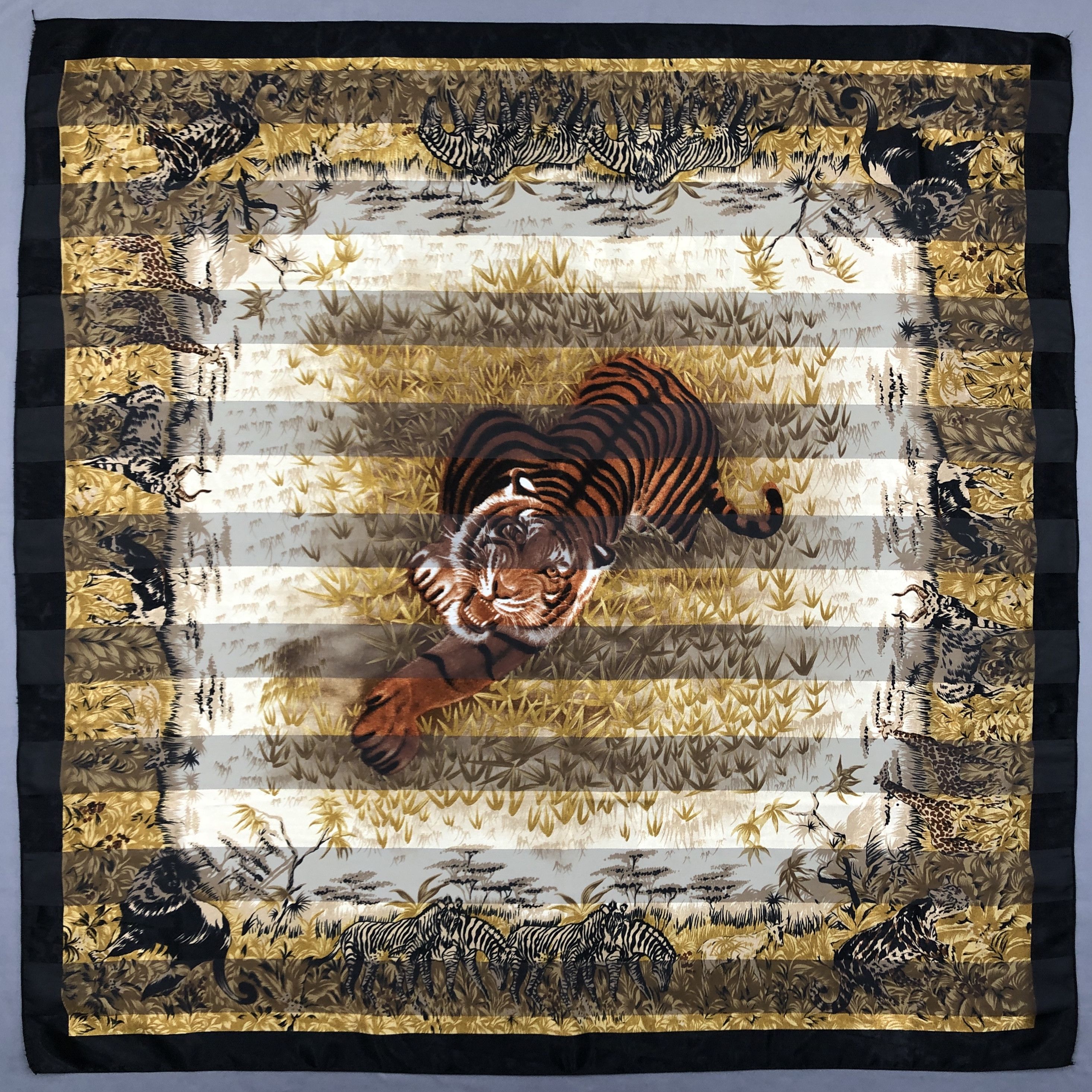 Japanese Brand Vintage Tiger Luxury SILK Scarf Twill Stole Wraps Scarves Size ONE SIZE - 1 Thumbnail