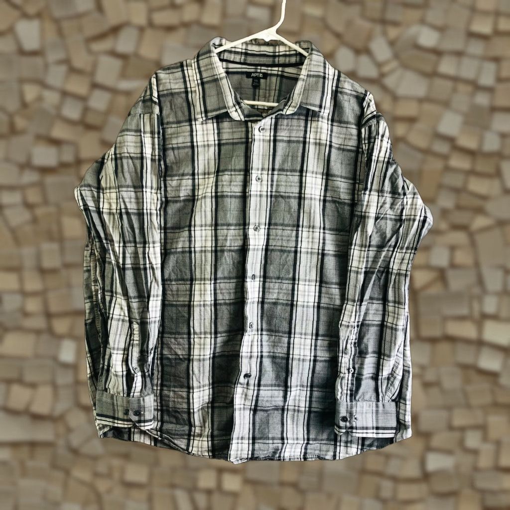 Apt. 9 Apt.9 Mens XXL Gray Plaid Long Sleeve Spread Collar Shirt Size US XXL / EU 58 / 5 - 1 Thumbnail