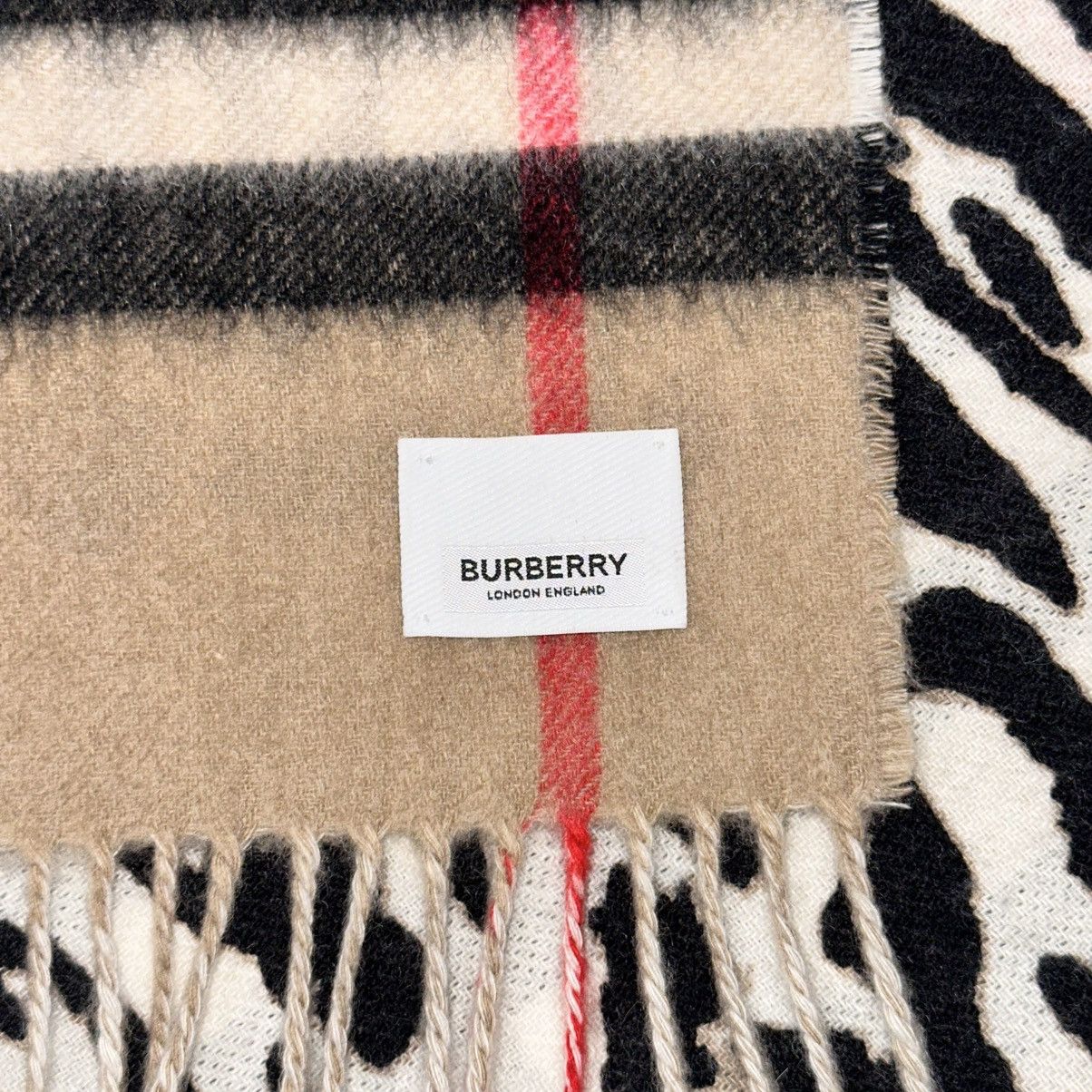 Burberry BURBERRY CASHMERE GIANT CHECK LEOPARD REVERSIBLE SCARF Size ONE SIZE - 3 Thumbnail