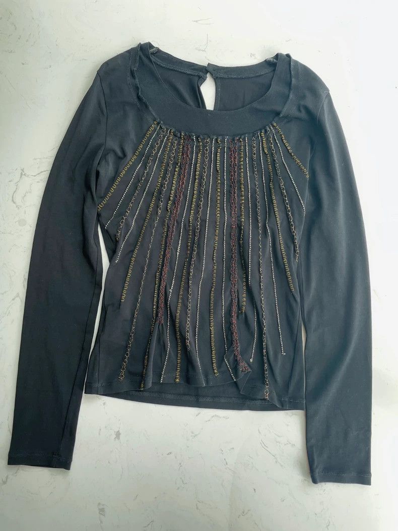 Jean Paul Gaultier Jean Paul Gaultier Embroidered Long Sleeve T-Shirt 2504-Nex Size S / US 4 / IT 40 - 1 Thumbnail