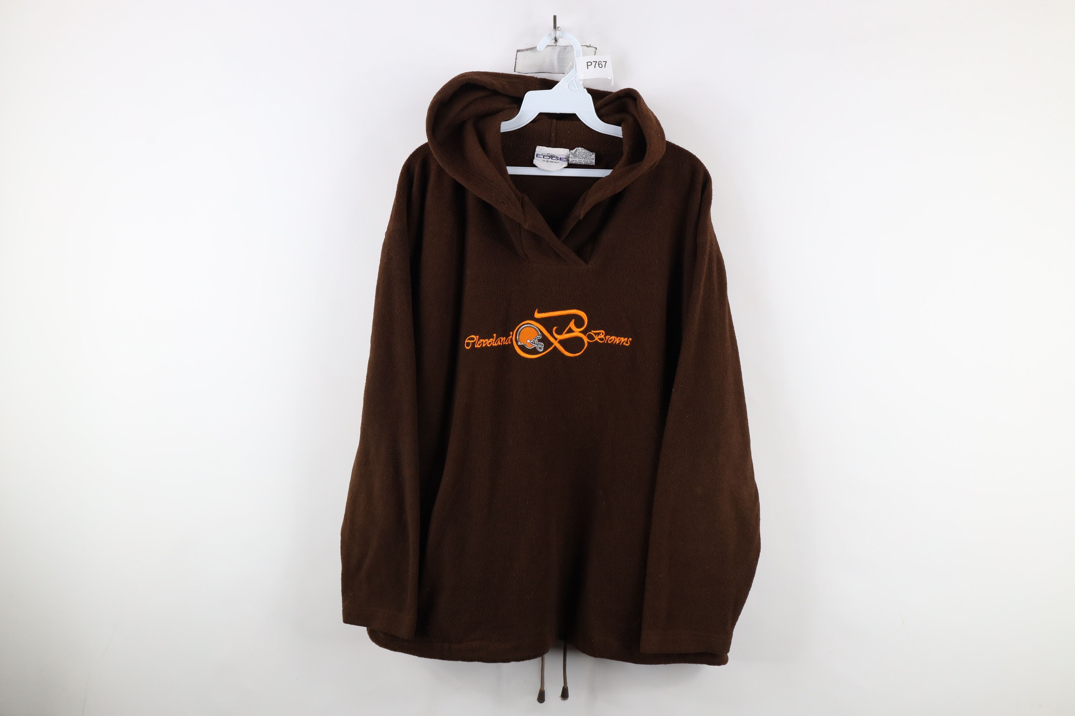 Vintage Vintage 90s Cleveland Browns Football Fleece Hoodie Brown Size XL / US 12-14 / IT 48-50 - 1 Thumbnail