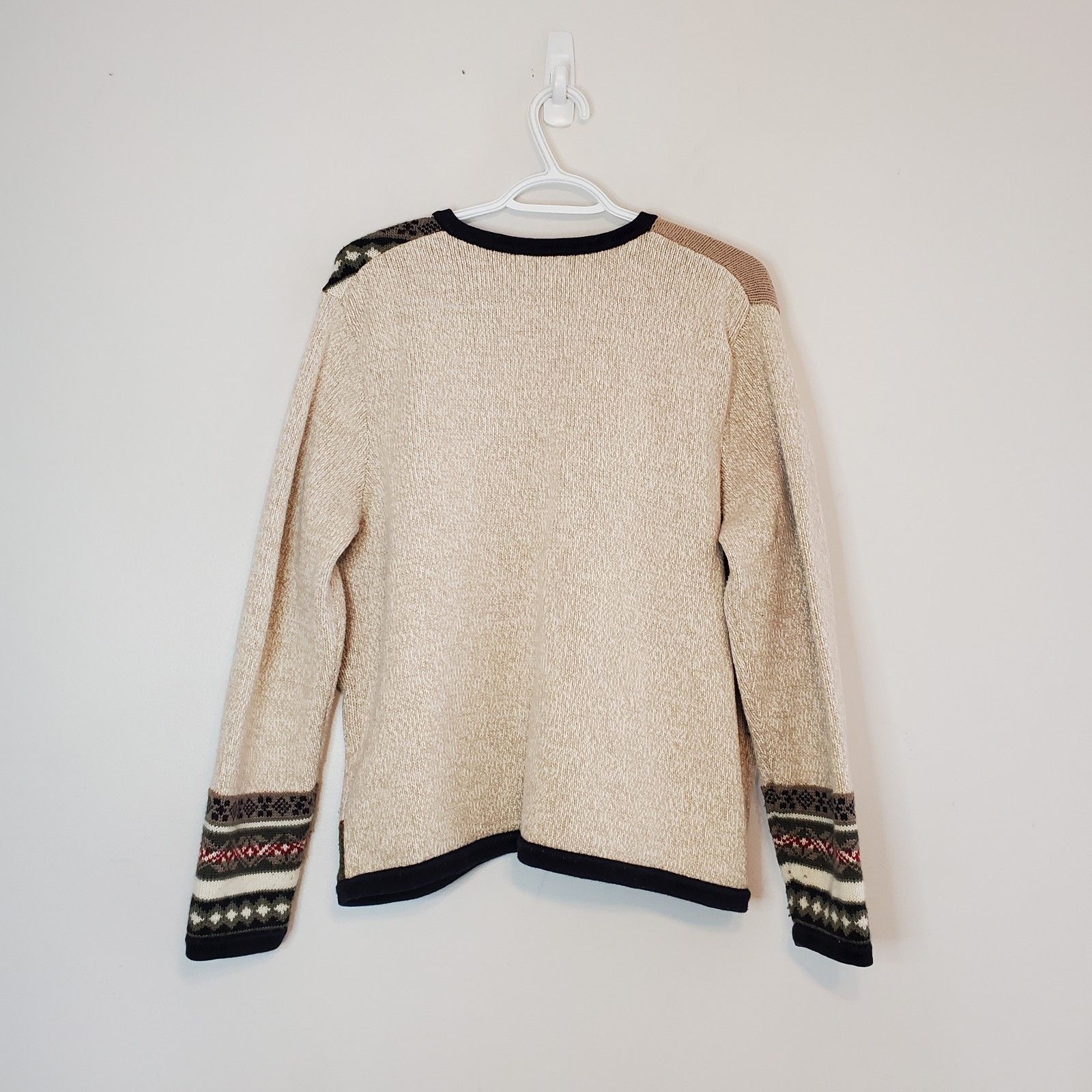 Vintage Vintage 90s Winter Themed Knit Cardigan Sweater Tan Size XL Size XL / US 12-14 / IT 48-50 - 2 Thumbnail