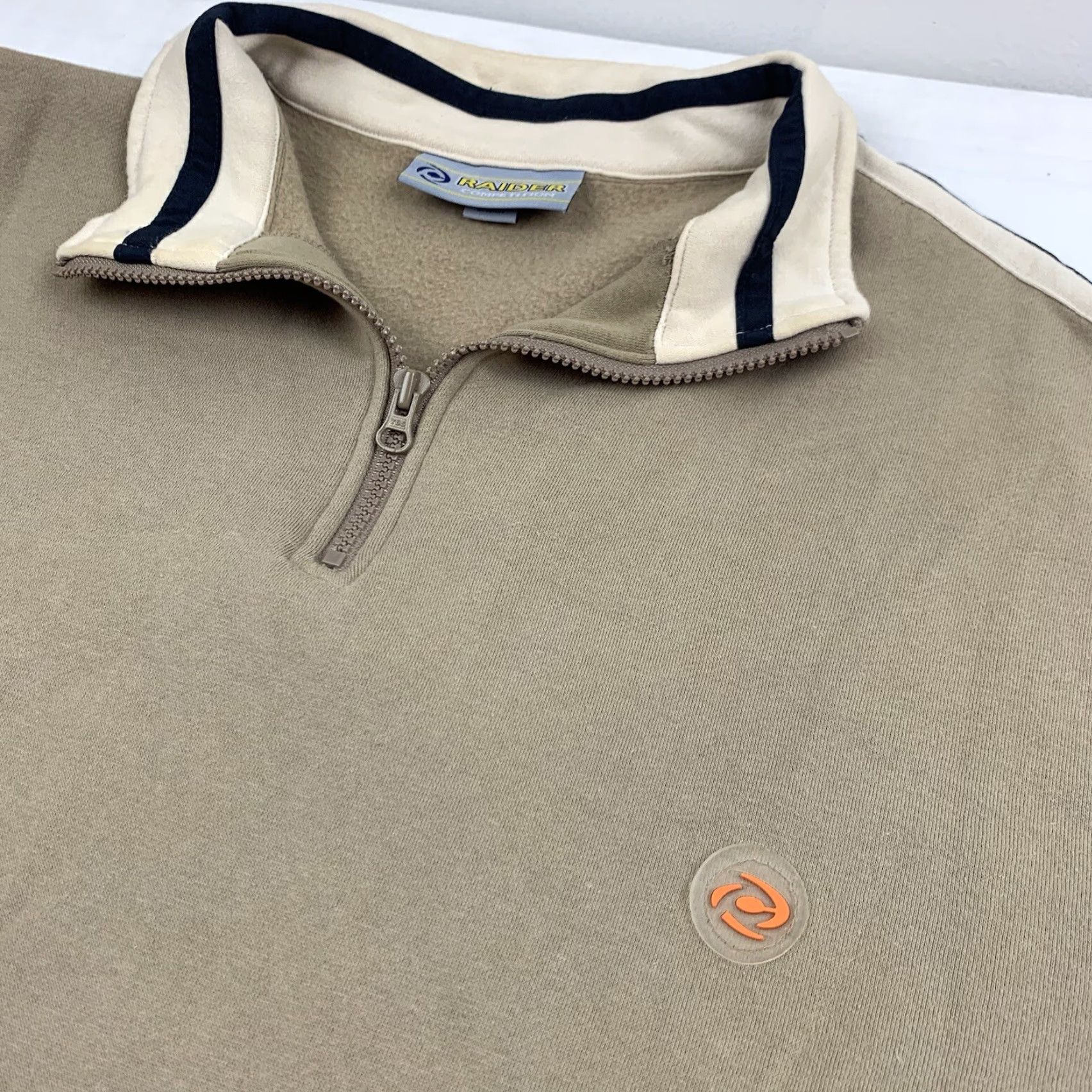 Vintage VINTAGE Raider Competition Sweatshirt Adult Large Tan Quarter Zip Pullover Y2K 90s Grunge Skater Mens Brown Solid Zip Collared Pattern Vintage Mens L Size US L / EU 52-54 / 3 - 4 Thumbnail