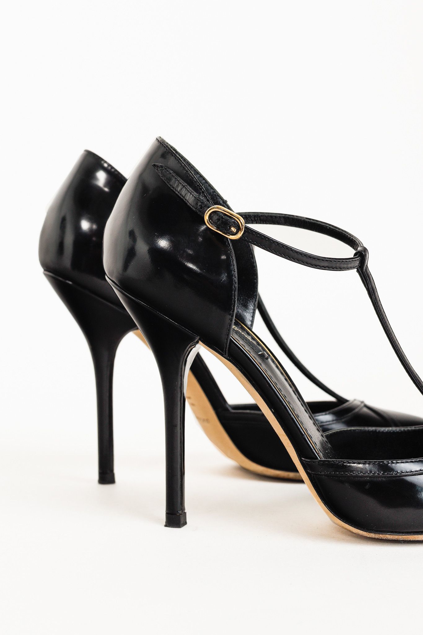 Dolce & Gabbana Dolce & Gabbana Black Patent Leather T-Strap Heels Size US 7.5 / IT 37.5 - 7 Thumbnail