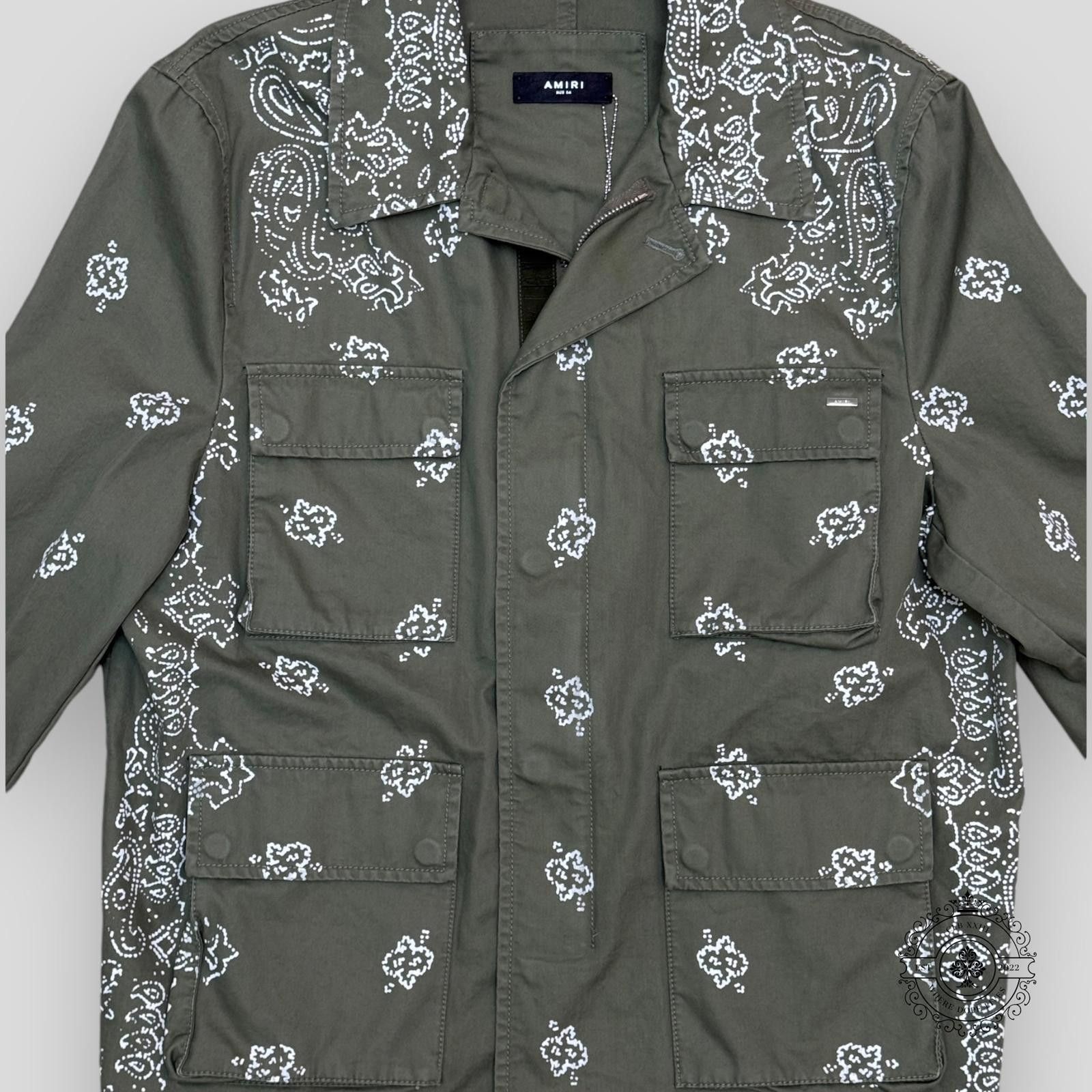 Amiri Amiri Bleached Bandana Overshirt in Olive Green Size US XL / EU 56 / 4 - 3 Thumbnail