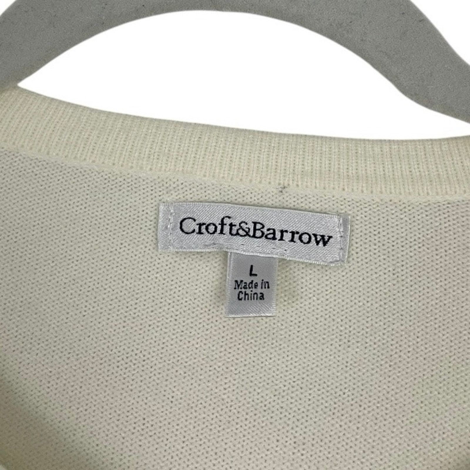 Croft & Barrow Croft & Barrow Cream and Blue Argyle Button Down Sweater Size L / US 10 / IT 46 - 6 Thumbnail