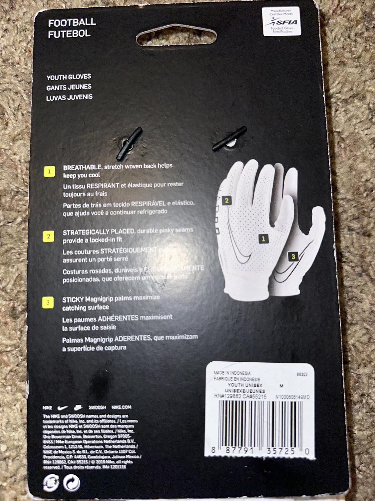 Nike Nike Vapor Jet 6.0 Youth Football Triple White Gloves Size ONE SIZE - 10 Thumbnail