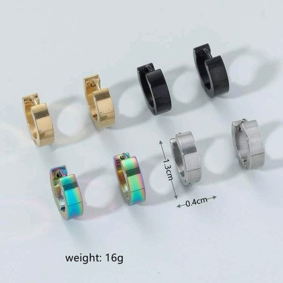 Other 4 Pairs 4 Colors Stainless Steel Hoop Earring Size ONE SIZE - 4 Thumbnail
