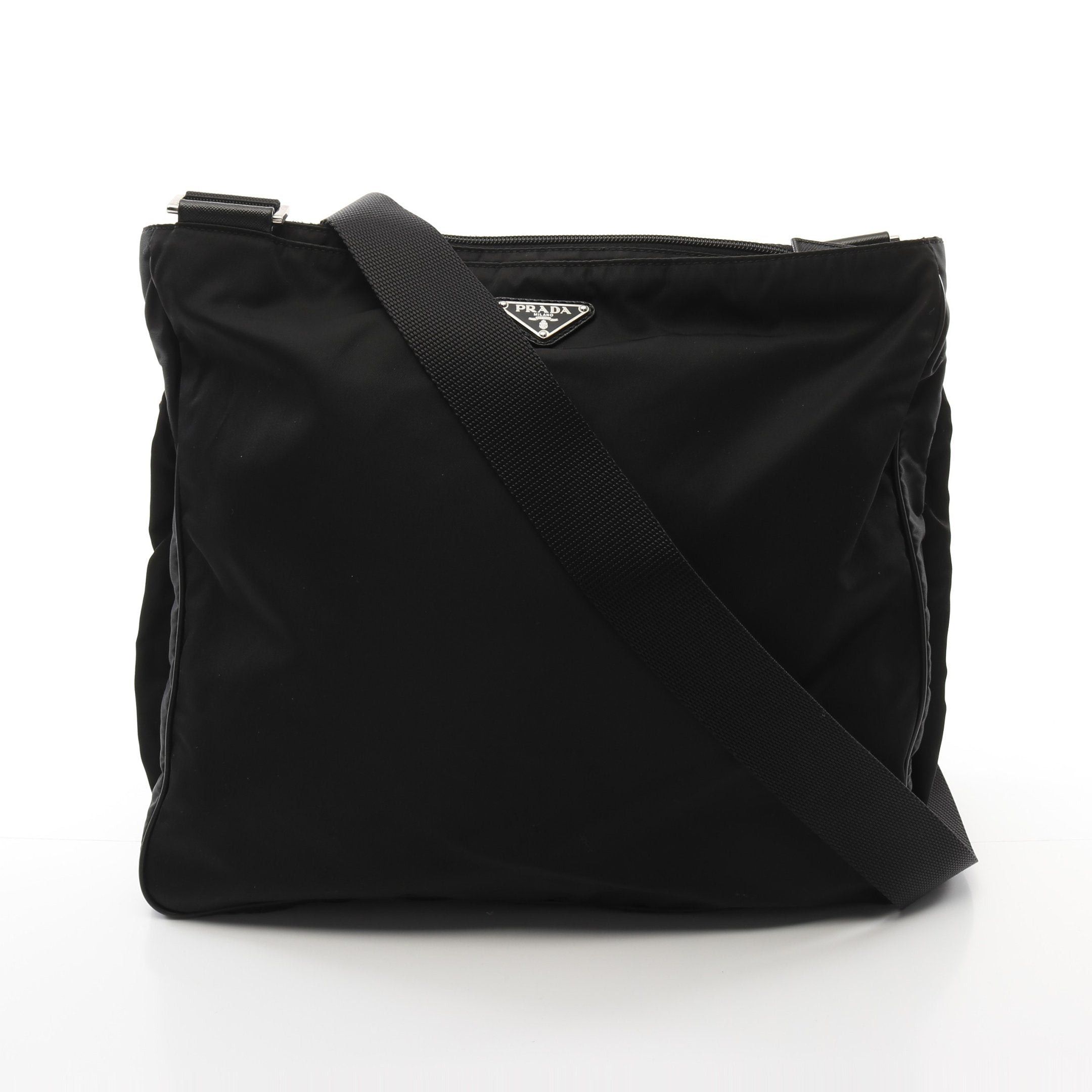 Prada Prada Shoulder Bag Nylon Saffiano Leather Black Prada Logo Plate Size ONE SIZE - 1 Thumbnail