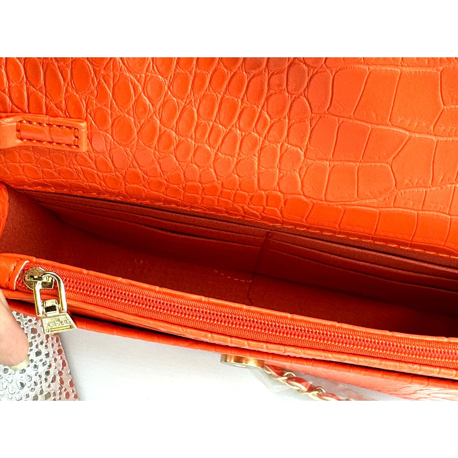 Badgley Mischka Badgley Mischka Croco Crossbody with Logo Plate - Orange Size ONE SIZE - 8 Thumbnail