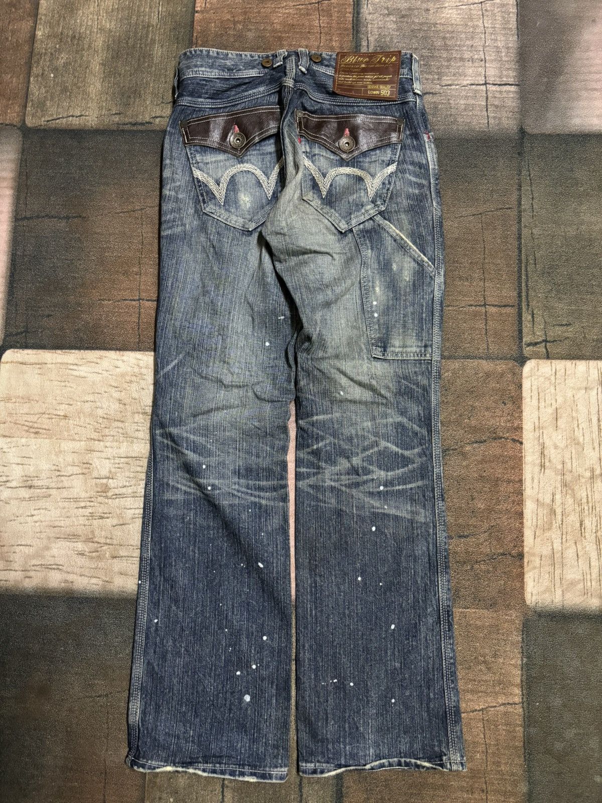 Edwin distressed semi flare edwin 503 blue trip Size US 30 / EU 46 - 20 Thumbnail