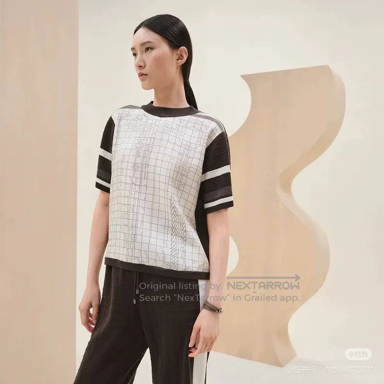 Hermes Hermes 25 Model Silk and Knitted Short Sleeve Top Size XS / US 0-2 / IT 36-38 - 8 Thumbnail