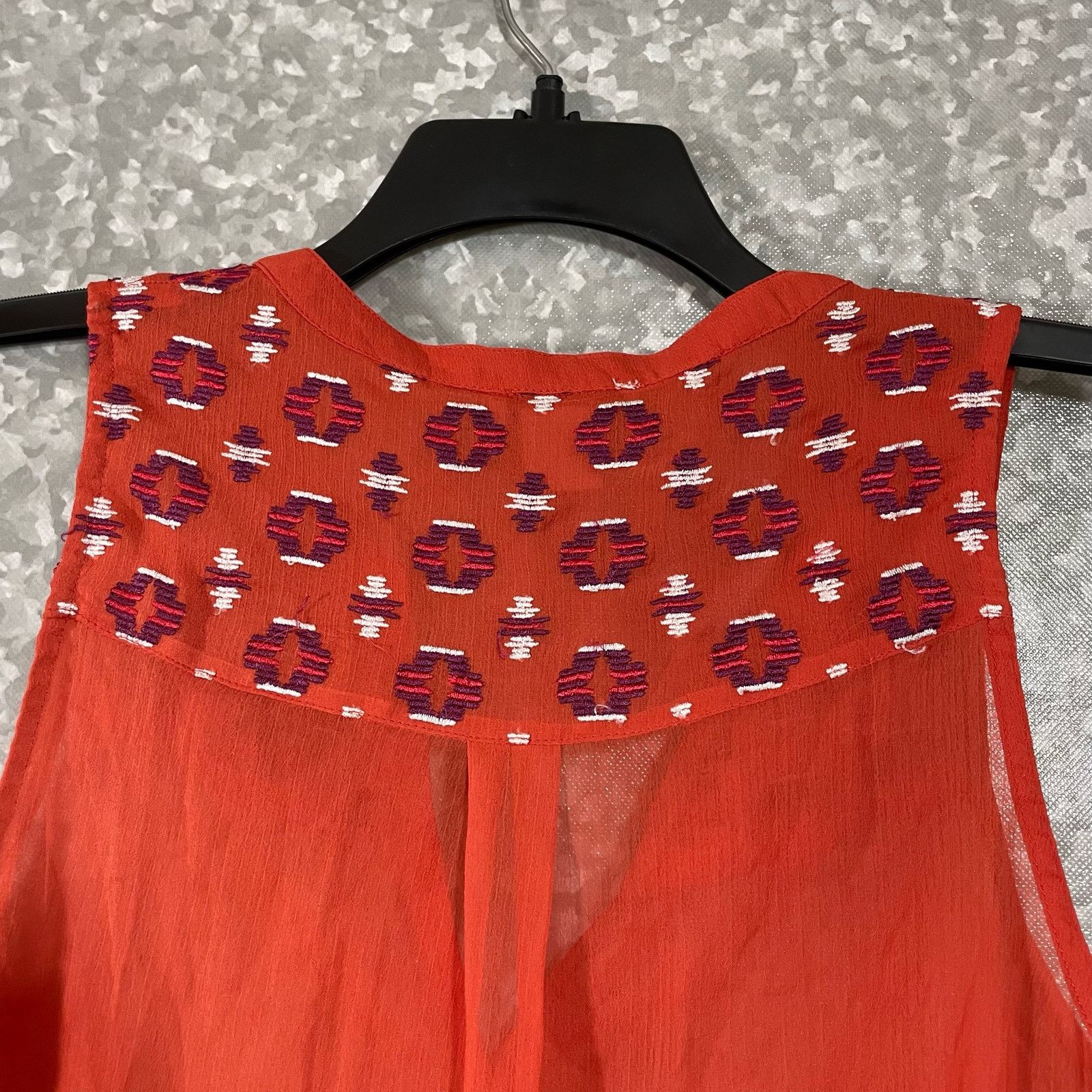 Lucky Brand Lucky Brand Orange Sheer Embroidered Button Up Shirt - Small Size S / US 4 / IT 40 - 5 Thumbnail