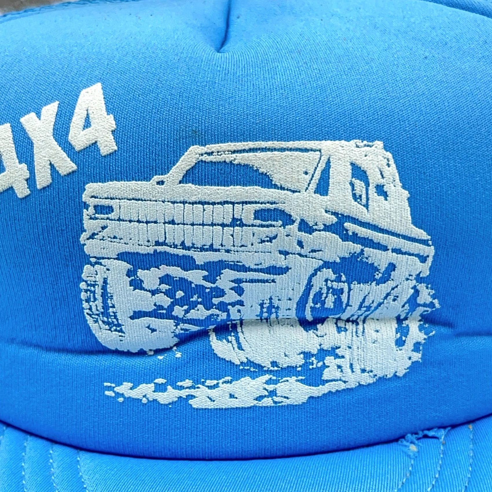 Vintage Vintage Trucker Hat Cap SnapBack Puffy Print 4x4 Truck Off Road 90s High Dome Cap Blue San Sun Mens One Size Adjustable Mesh Back Twill Polyester Hat Size ONE SIZE - 2 Thumbnail