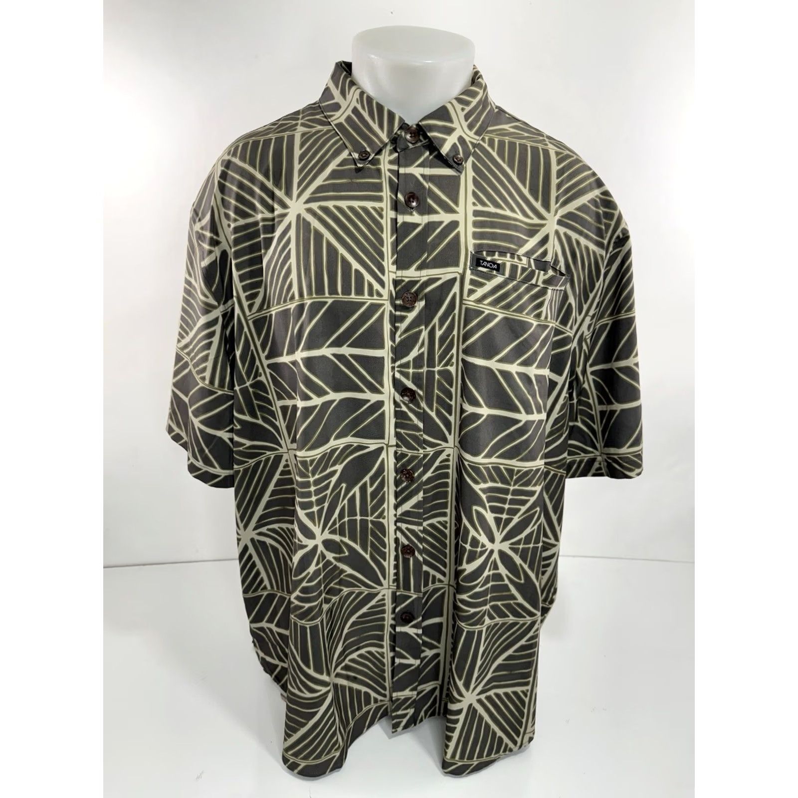 ALOHAS TANOA SAMOA Hawaiian Aloha Mens Shirt 3XL Green Short Sleeve Button-Up Casual Mens Size US XXL / EU 58 / 5 - 2 Thumbnail