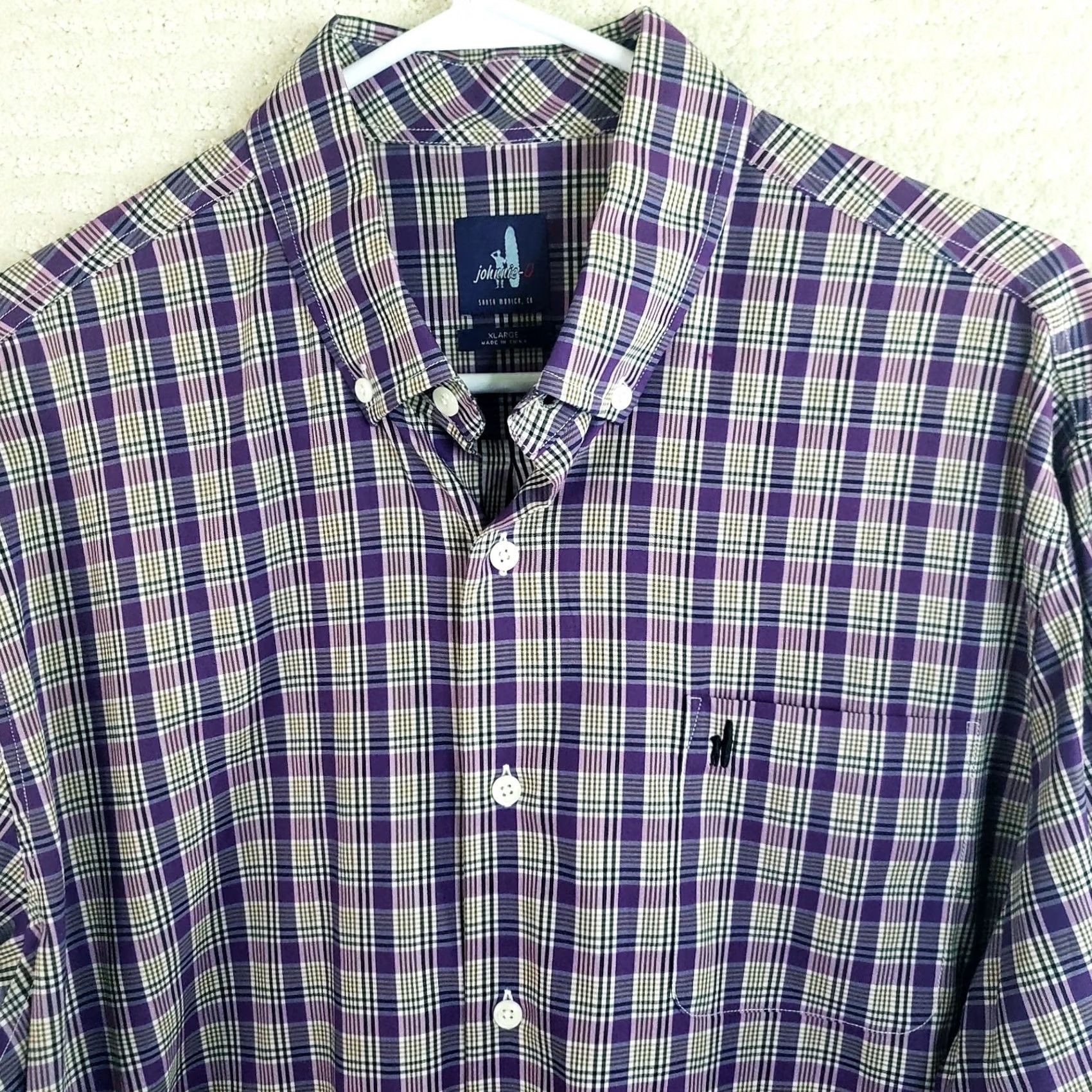 johnnie-O johnnie-O Shirt Men's XL Blue Purple Check Long Sleeve Button Up Casual Size US XL / EU 56 / 4 - 3 Thumbnail