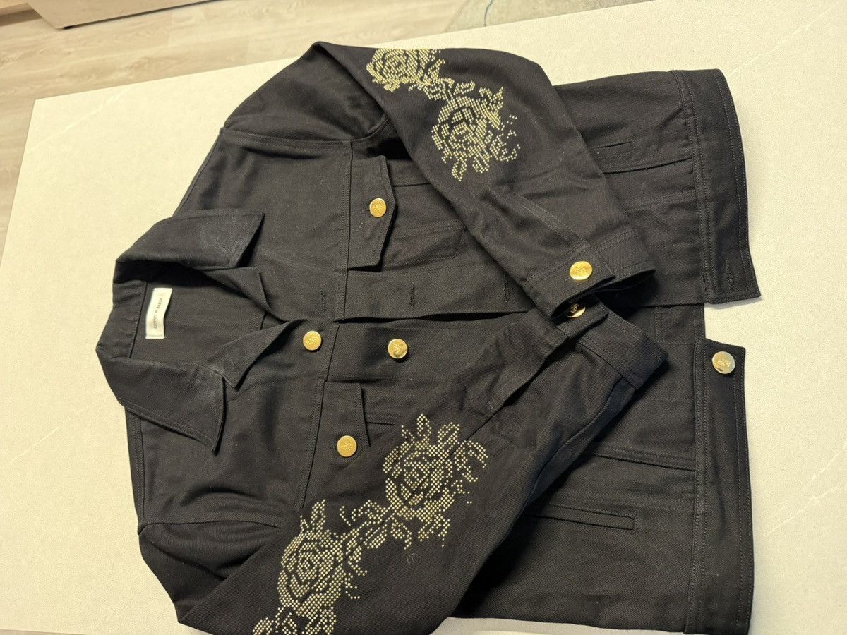 Ernest W. Baker Ernest W. Baker Black Rose Studded Denim Jacket