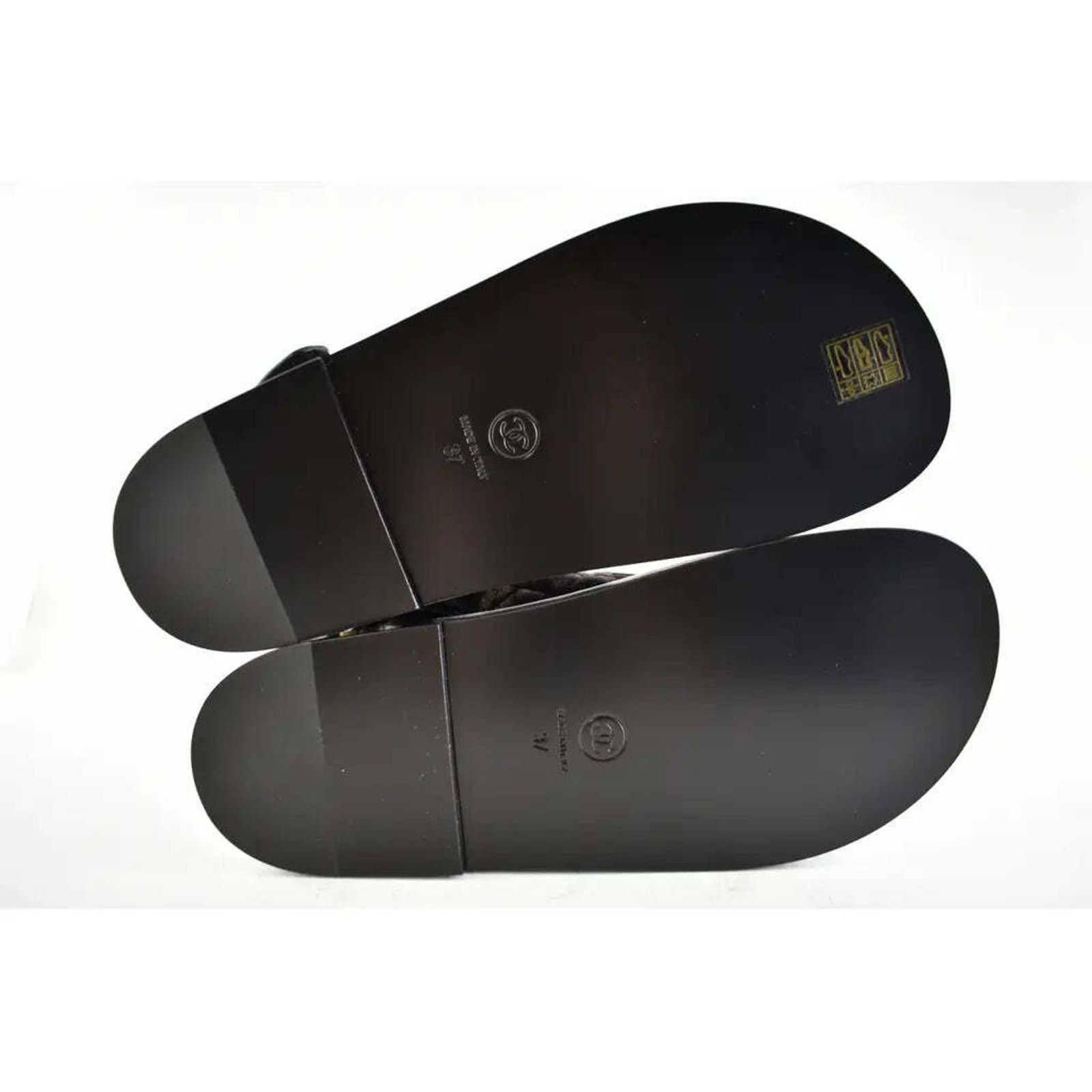 Chanel Chanel 21A Black Denim Graffiti CC Logo Mule Slide Strap Size US 7 / IT 37 - 12 Thumbnail