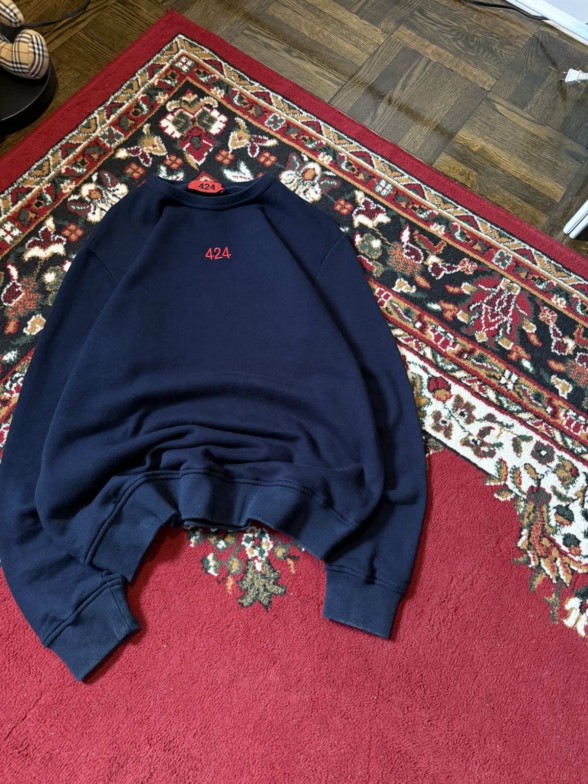 424 424 Embroidered Sweatshirt Crewneck Size Medium Navy Blue Size US M / EU 48-50 / 2 - 3 Thumbnail