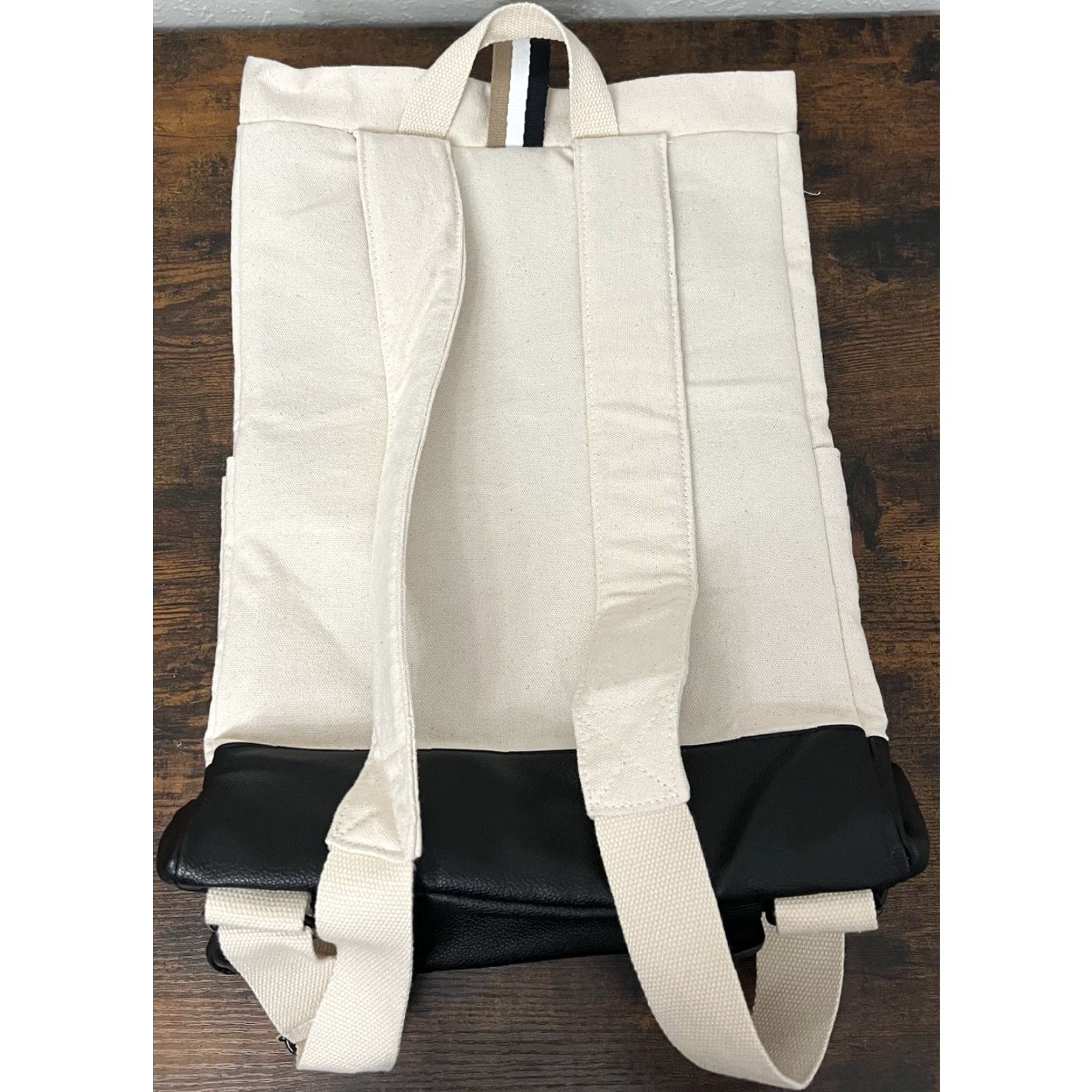 Hugo Boss HUGO BOSS Backpack Canvas Medium Beige Unisex Adults 16” x 12” x 6” Adjustable Strap Designer Zip Closure Italy? (Note: placeholder) Size ONE SIZE - 2 Thumbnail