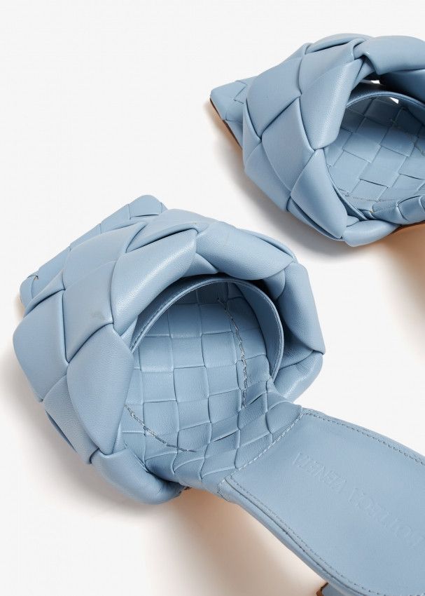 Bottega Veneta o1n1vont1124 Lido Sandals Mules in Blue Size US 8.5 / IT 38.5 - 6 Thumbnail