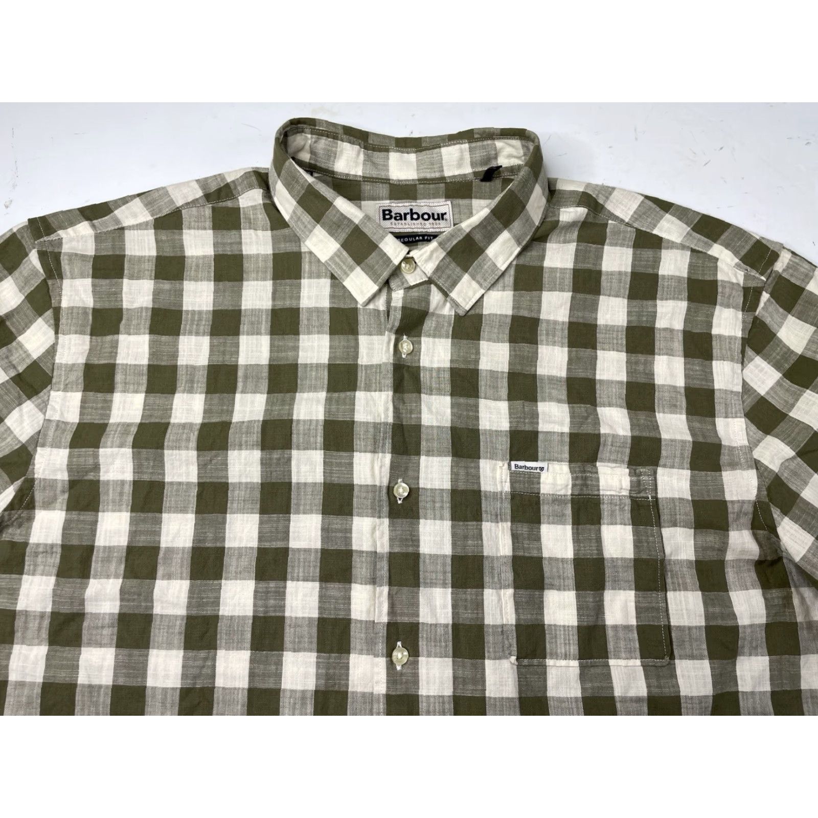 Barbour Barbour Shirt Button-Up Plaid Green Cotton Short Sleeve Mens XL Size US XL / EU 56 / 4 - 2 Thumbnail