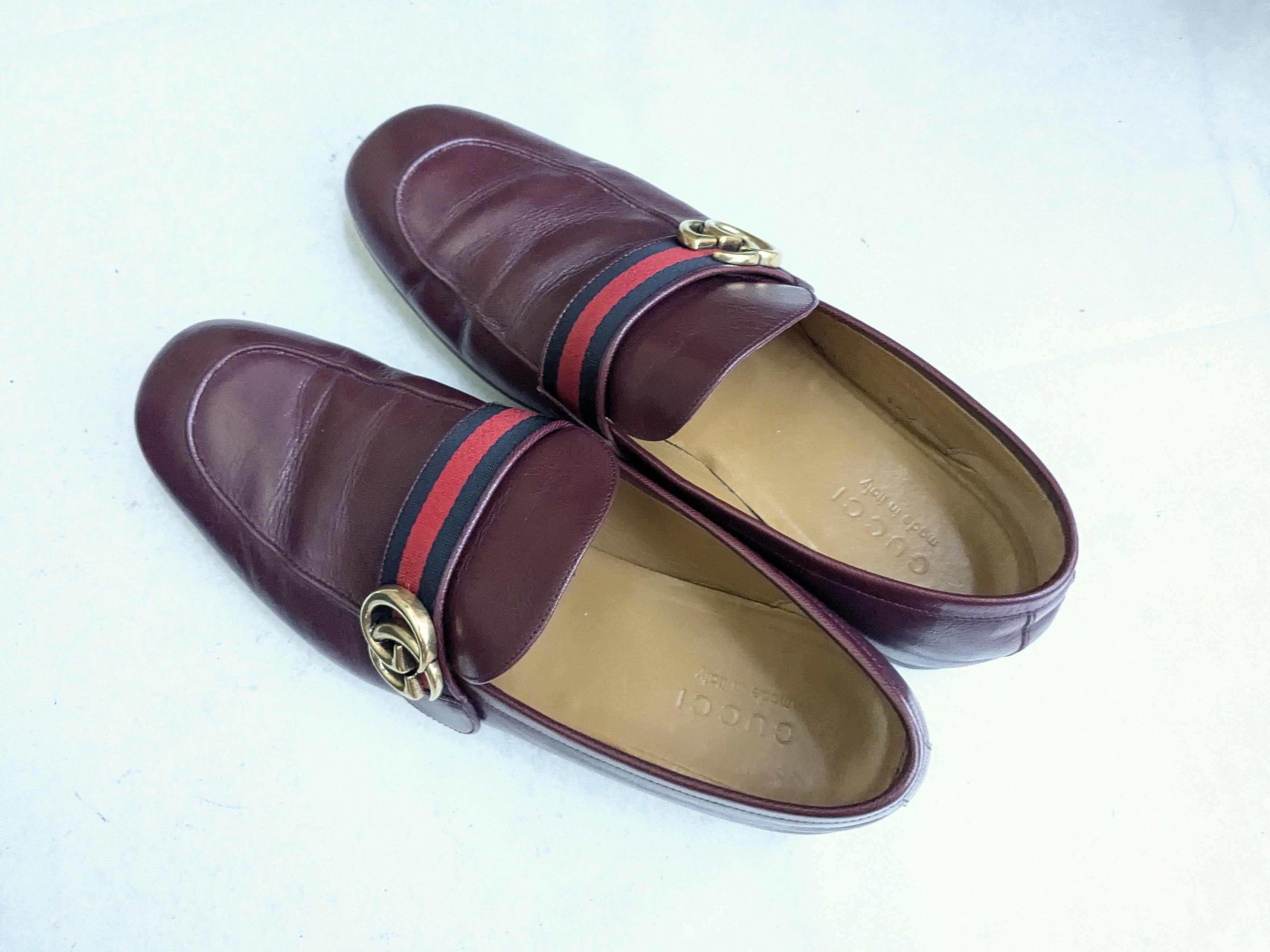 Gucci Gucci Loafers Burgundy 10 Leather Web GG Size US 10 / EU 43 - 14 Thumbnail