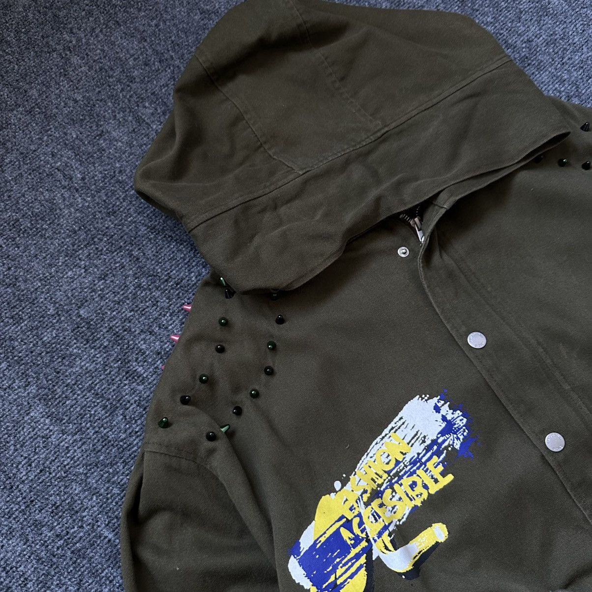 Zara VTG Zara Basic Dept Denim L Khaki Green Funky Jacket Studded Size L / US 10 / IT 46 - 5 Thumbnail