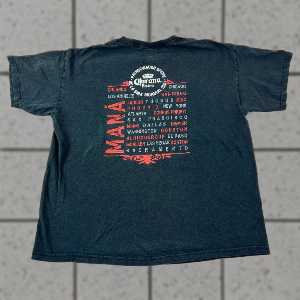 Gildan Mana Amar Es Combatir 2007 Corona Tour Band Black T Shirt XL Mens Graphic Print Short Sleeve Gildan Regular Size Black Band Tour 2007 Mens Size US XL / EU 56 / 4 - 1 Thumbnail