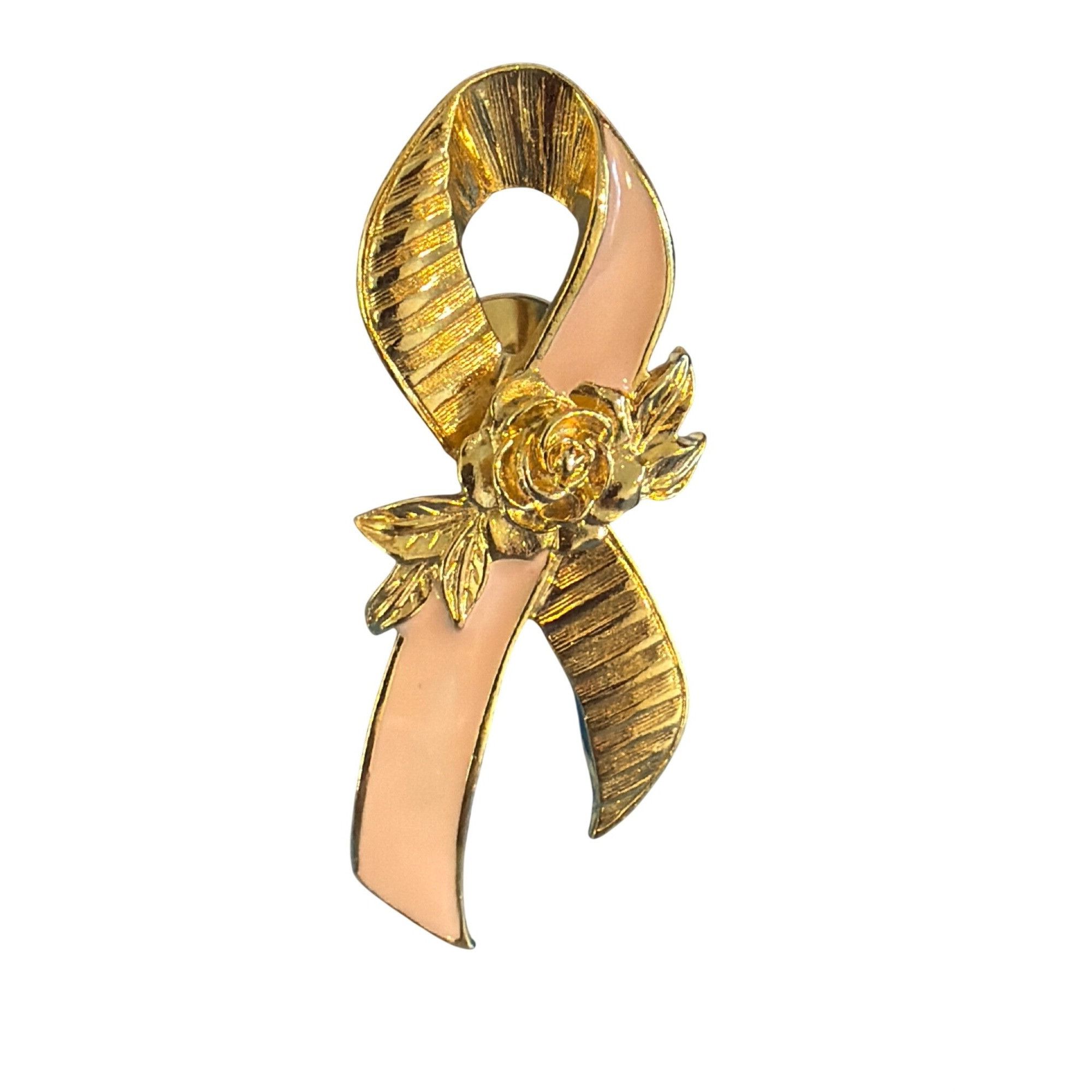 Other Vtg Avon Gold Tone Pink Enamel Pin Breast Cancer Rose 2" Est Size ONE SIZE - 1 Thumbnail