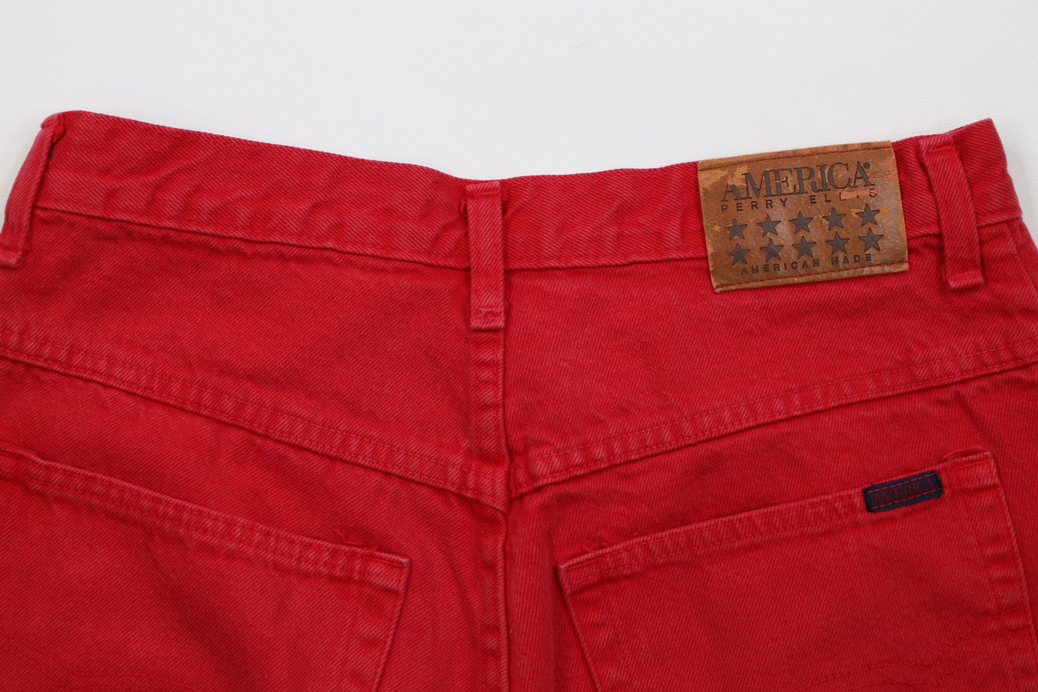 Perry Ellis Vintage 90s Perry Ellis Denim Jean Shorts Jorts Red USA Size US 30 / EU 46 - 11 Thumbnail
