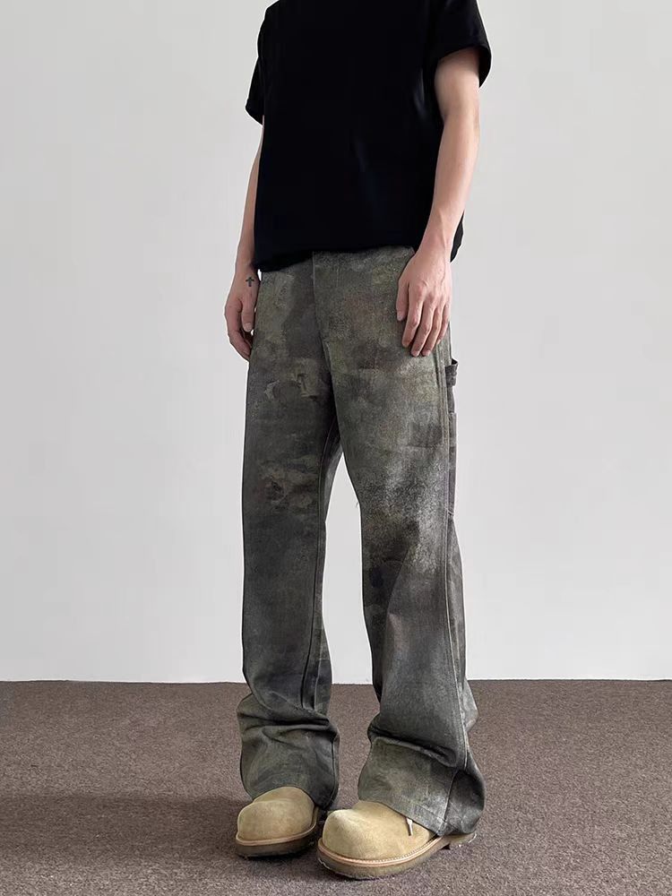 Japanese Brand × Jean Vintage washed camouflage distressed micro flare jeans Size US 32 / EU 48 - 2 Thumbnail